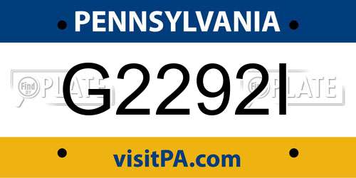 G2292I Pennsylvania License Plate