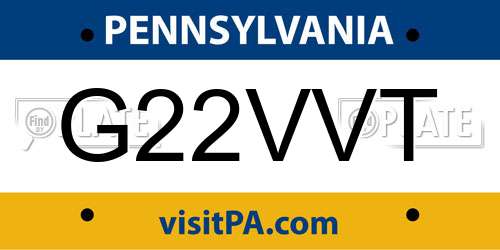 G22VVT Pennsylvania License Plate