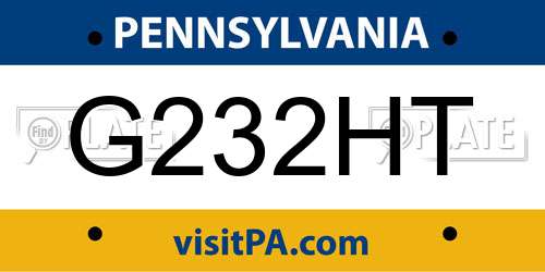 G232HT Pennsylvania License Plate