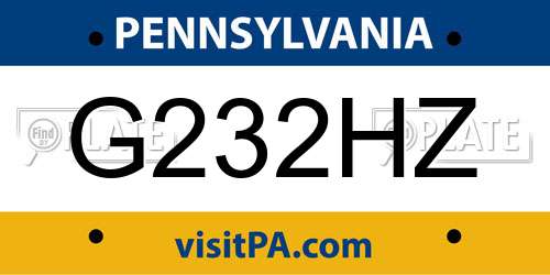 G232HZ Pennsylvania License Plate