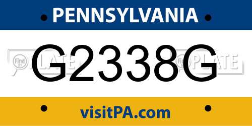 G2338G Pennsylvania License Plate