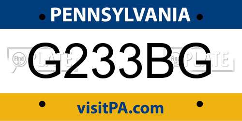 G233BG Pennsylvania License Plate