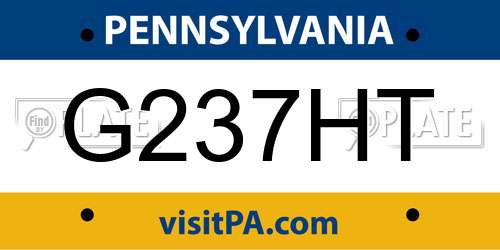 G237HT Pennsylvania License Plate