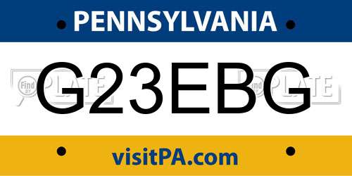 G23EBG Pennsylvania License Plate