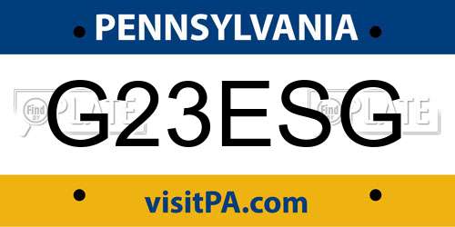 G23ESG Pennsylvania License Plate