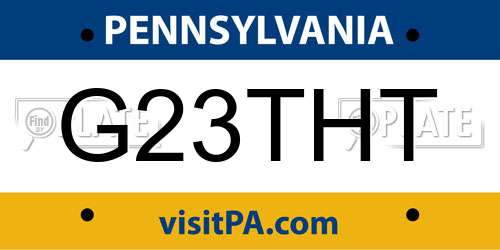 G23THT Pennsylvania License Plate