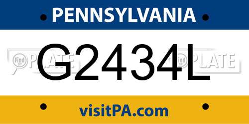G2434L Pennsylvania License Plate