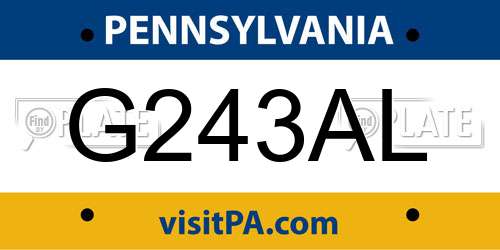G243AL Pennsylvania License Plate