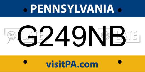 G249NB Pennsylvania License Plate