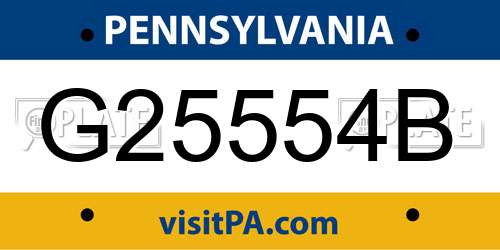G25554B Pennsylvania License Plate