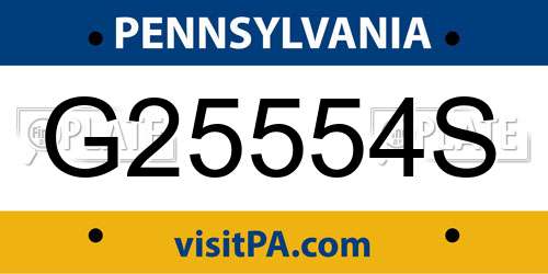 G25554S Pennsylvania License Plate