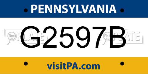 G2597B Pennsylvania License Plate