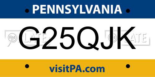 G25QJK Pennsylvania License Plate