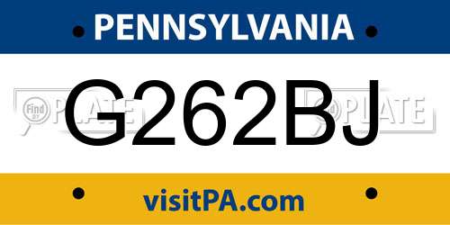 G262BJ Pennsylvania License Plate