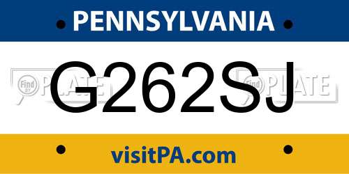 G262SJ Pennsylvania License Plate