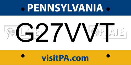 G27VVT Pennsylvania License Plate