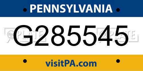 G285545 Pennsylvania License Plate