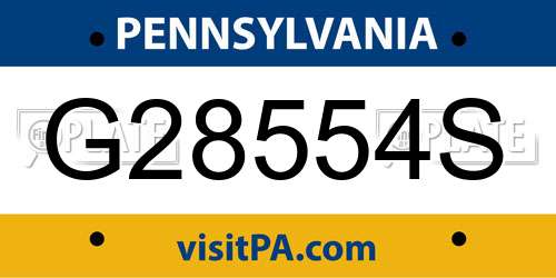 G28554S Pennsylvania License Plate