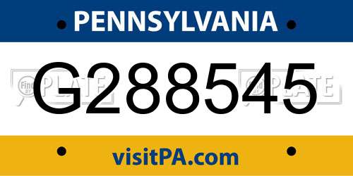 G288545 Pennsylvania License Plate
