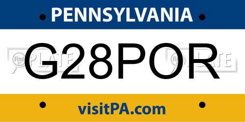 G28POR Pennsylvania License Plate