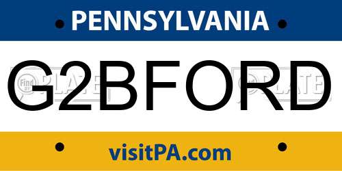 G2BFORD Pennsylvania License Plate