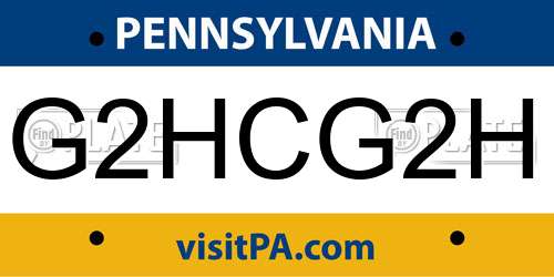 G2HCG2H Pennsylvania License Plate