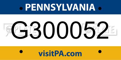 G300052 Pennsylvania License Plate
