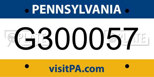 G300057 Pennsylvania License Plate