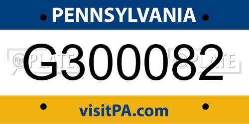 G300082 Pennsylvania License Plate