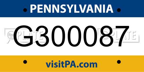 G300087 Pennsylvania License Plate