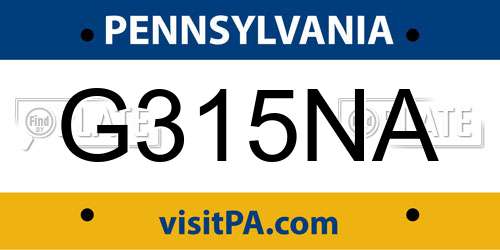 G315NA Pennsylvania License Plate