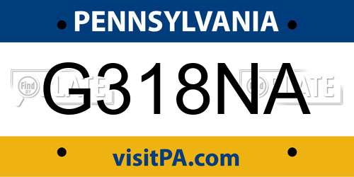 G318NA Pennsylvania License Plate