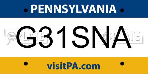 G31SNA Pennsylvania License Plate