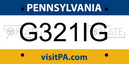 G321IG Pennsylvania License Plate