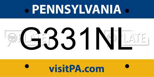 G331NL Pennsylvania License Plate