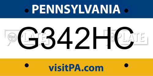 G342HC Pennsylvania License Plate