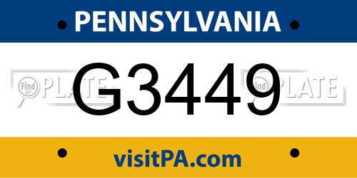 G3449 Pennsylvania License Plate