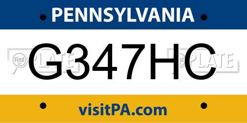 G347HC Pennsylvania License Plate