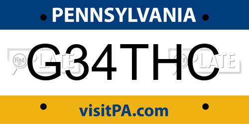 G34THC Pennsylvania License Plate