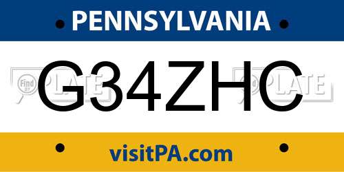 G34ZHC Pennsylvania License Plate
