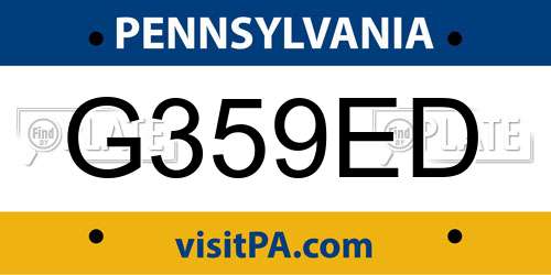 G359ED Pennsylvania License Plate