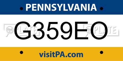 G359EO Pennsylvania License Plate