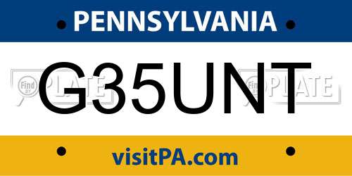 G35UNT Pennsylvania License Plate