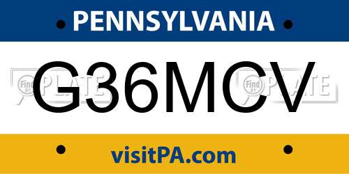 G36MCV Pennsylvania License Plate