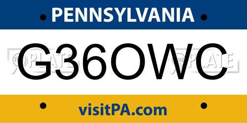 G36OWC Pennsylvania License Plate