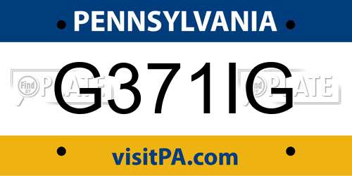 G371IG Pennsylvania License Plate
