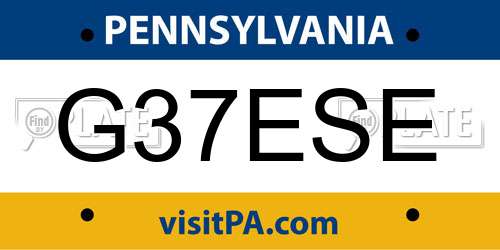 G37ESE Pennsylvania License Plate