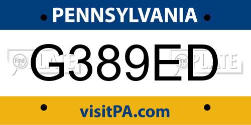 G389ED Pennsylvania License Plate