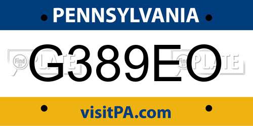 G389EO Pennsylvania License Plate