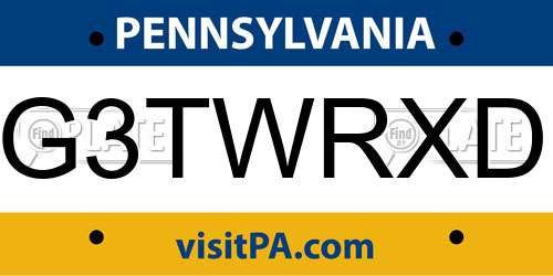 G3TWRXD Pennsylvania License Plate